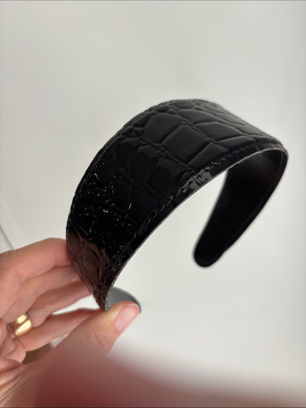 Black Croc-Embossed Headband
